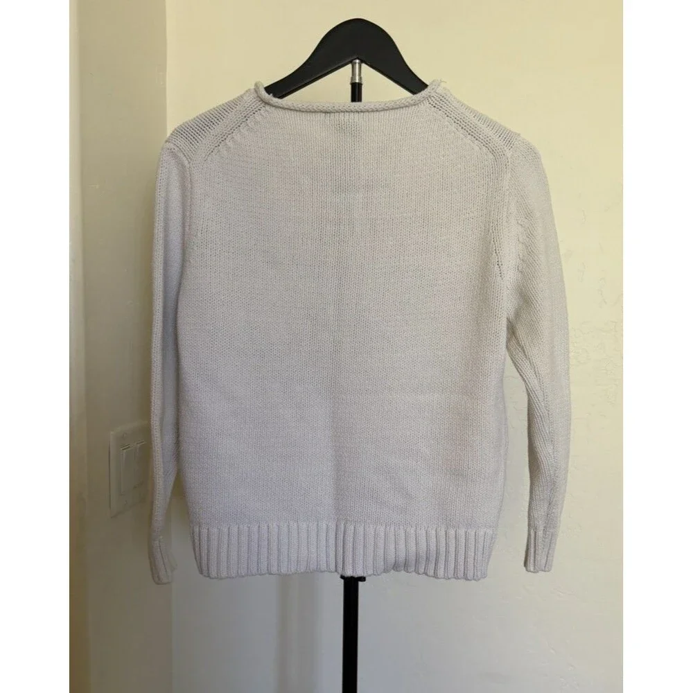 J Crew Women’s M Navy Blue White Stripe Nautical Sweater Cotton Preppy Coastal